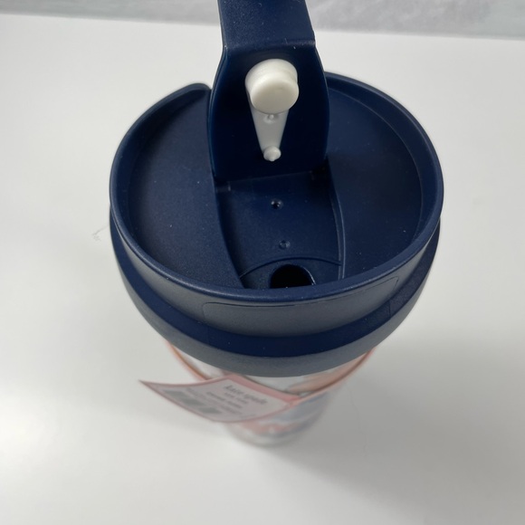 Kate Spade 16 oz Floral Travel Tumbler - Navy and Pink - "Swing Flora" - NWT - Picture 7 of 7